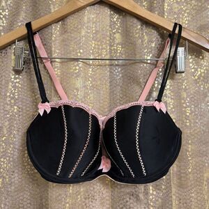 Vintage Victorias Secret Sexy Little Things Pink Black Push Up Shell Bra 34D
